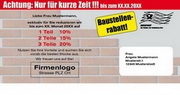 e-pm Mailingaktion - Artikel-Nr. 816008 Baustellenrabatt - Mailing individuelle Maxikarte Räumungsverkauf