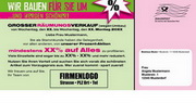 e-pm Mailingaktion - Artikel-Nr. 817341 Umbau - Mailing individuelle Maxikarte Räumungsverkauf